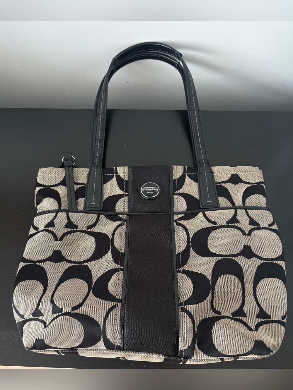 Coach Black Signature Canvas Tote Bag y2k